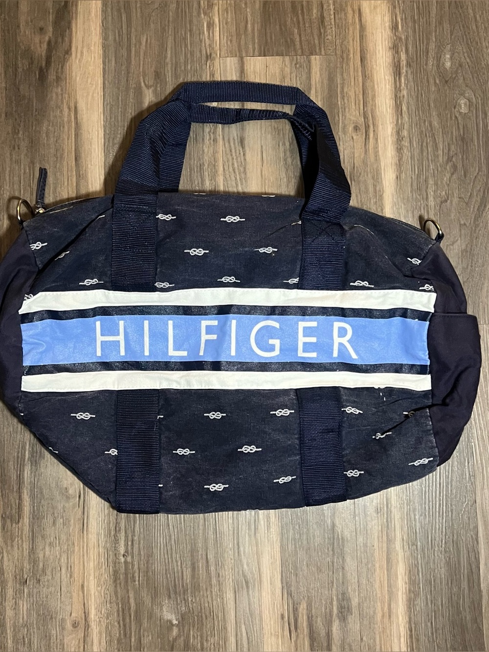 Tommy Hilfiger Bag Nautical Rope Travel Gym Large Duffel Duffle Navy Blue